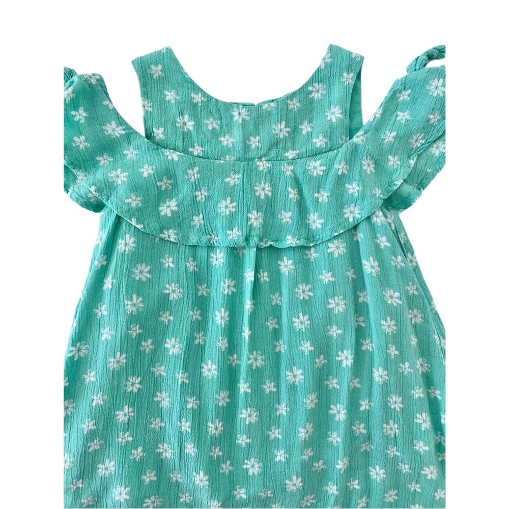 Cat & Jack Teal & White Floral Ruffle Kids Dress | Baby Girl 18 Months - Picture 6 of 6
